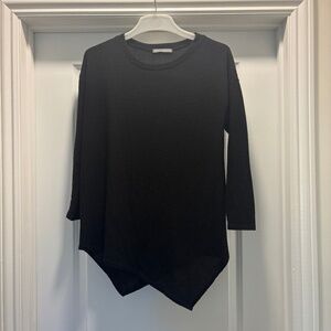 Cherish Black Long Sleeve Asymmetrical Blouse